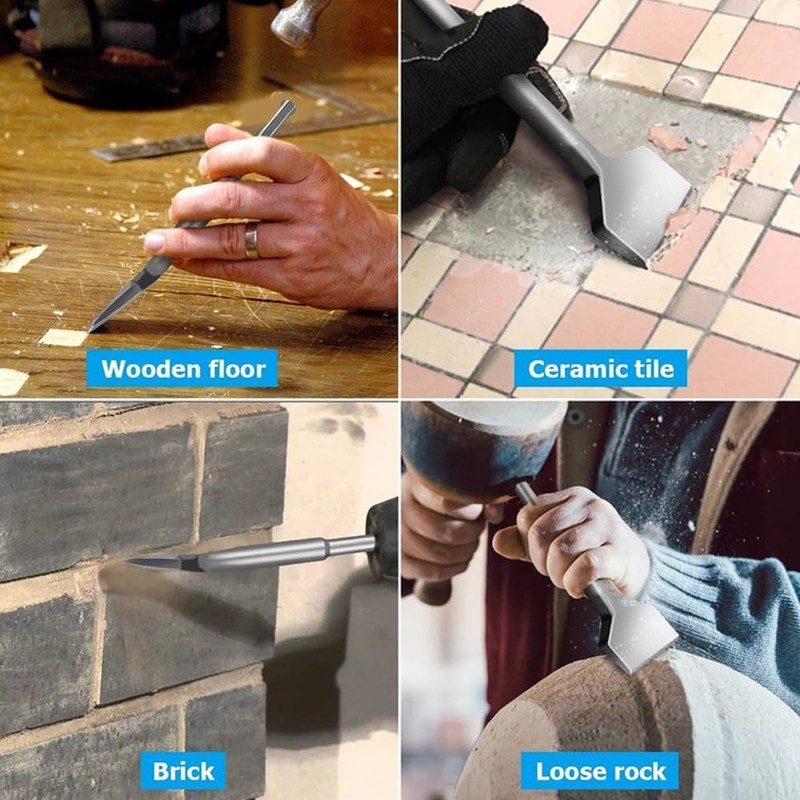 2PCS SDS Plus Chisel Tile Chisel Bits, Bent Concrete Tile