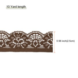 sourcing map Lace Trim Vintage Crochet 0.98" x 10yards Brown Stretch Lace Ribbon for DIY Scrapbooking Clothes Fabric Wedding Decoration Gift Wrap