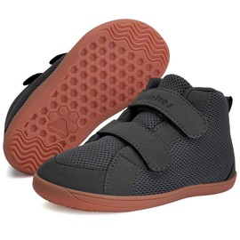 WateLves Toddler Wide Barefoot Shoes Boys Girls Little Kid High Top Minimalist Sneakers | Zero-Drop Healthy Sole | Natural to Grow (Dark Gray, 26)