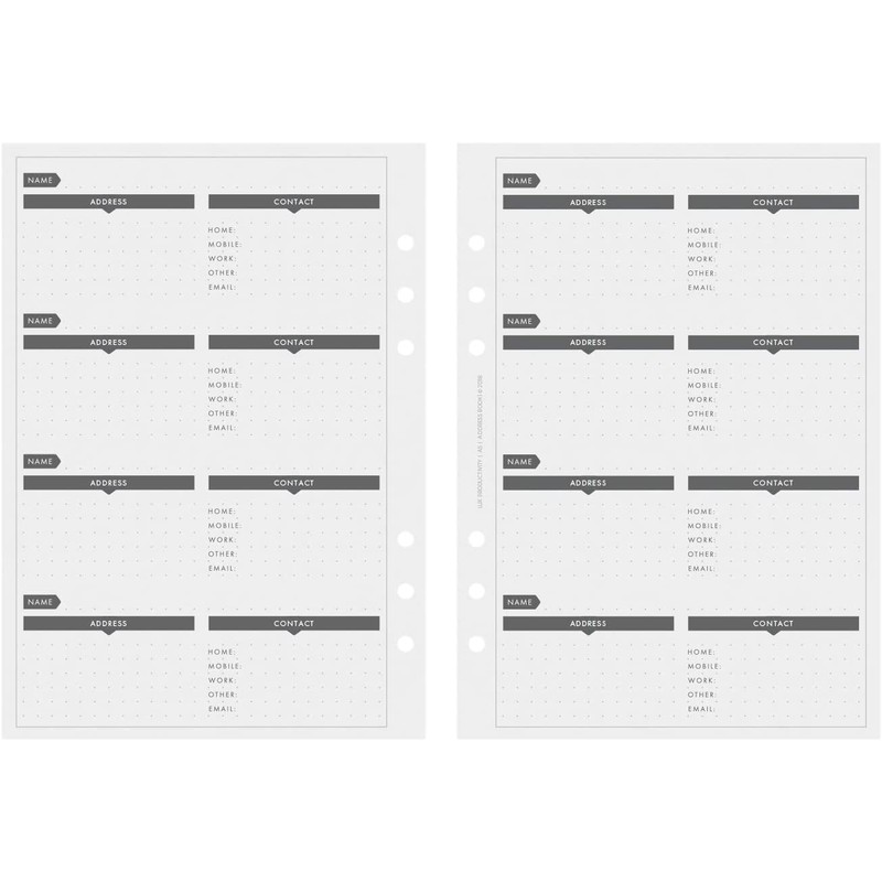 LUX PRO A5 - REFILL PACK - Address Book -