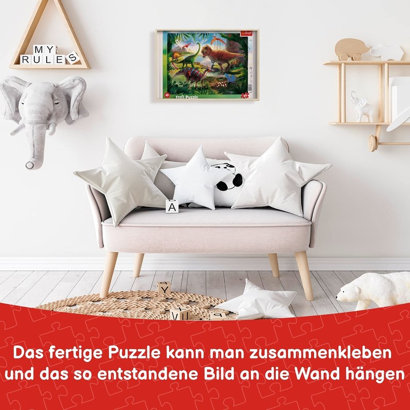 Trefl, 25 Piece Dinosaur Frame Jigsaw Puzzle with Underlay for