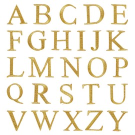 NBEADS 26 Pcs Embroidery Letter Patch, Embroidery Lace Patch Desorative Sew on Applique Metallic Applique for Craft Dress Decoration Repair Clothing Backpack, Gold