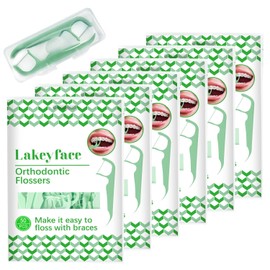 Lakeyface Hilos dentales para ortodoncia (300 unidades, con dispensador), para niños y adultos, palillos de hilo dental, bolsa de 50 unidades (paquete de 6)