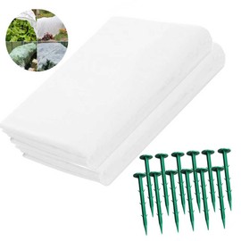 Lukdin 10 x 20 Ft Garden Plant Sun Shade Cloth – Non-Woven White Protective Cover for Vegetables and Plants Against Direct Sunlight (2 pcs)