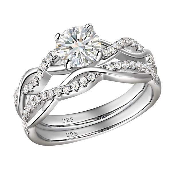 SHELOVES Infinity Engagement Wedding Ring Set White Round Cz for