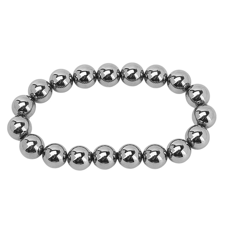 10mm Round Terahertz Beads Bracelet Energy Stone Elastic Flexible Stylish