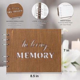 Creawoo Wooden Funeral Guest Book for Memorial Service Decorations Celebration of Life Funeral Guest Book, in Loving Memory Guestbook for Funeral, Memorial Book Funeral Guestbook-8.5"