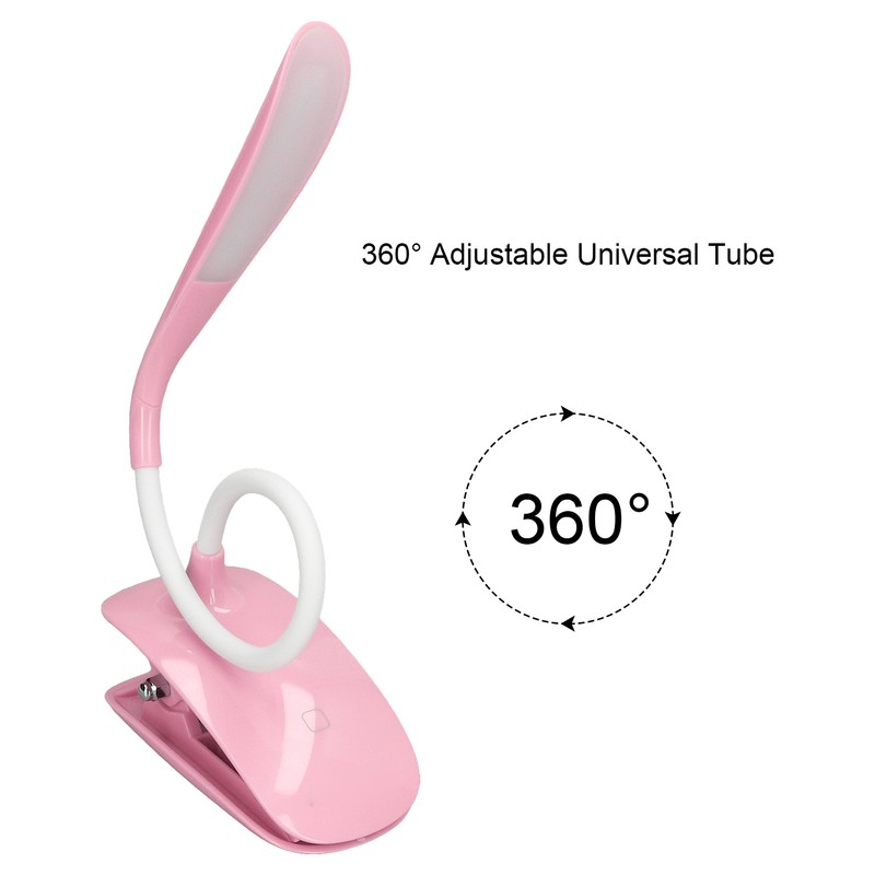 LED Desk Lamp 360° Adjustable Clip On USB Rechargeable Table