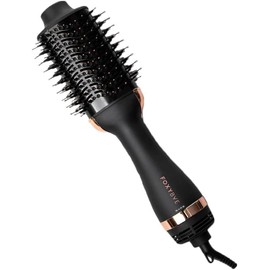 FoxyBae Blowout Dryer Brush 60mm - All-in-One Ceramic Tourmaline - Hair Styler, Curler & Volumizer - Hot Air Styling Tool (Black Rose-Gold)