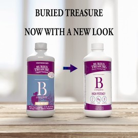 Buried Treasure B Complete High Potency B Complex Adrenal Support Liquid Supplement 30ml Contains 400 mcg Folate 16 oz