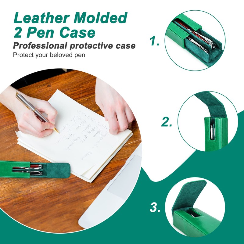 Hiram Leather Pen Case for 2 Pens Vegetable Tanned Leather