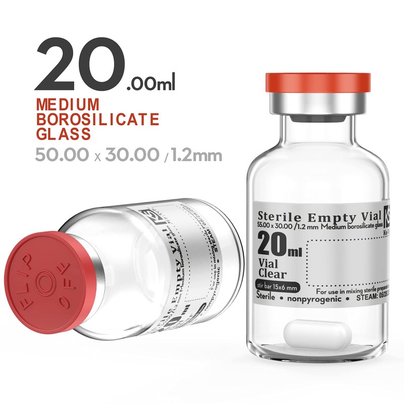 Ks-Tek Sterile Empty Vials with Self Healing Injection Port,with Flip