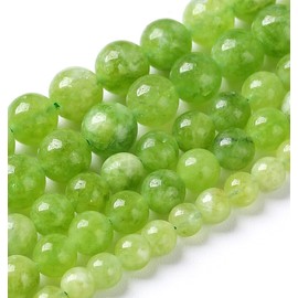 10MM 72pcs Green Peridot Jade Beads Natural Stone Round Loose Beads for Jewelry Making DIY Bracelet Necklace 2 Strands 32"