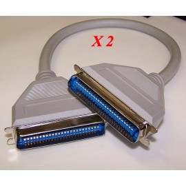 scsi-50-ex-2 Lot 2 SCSI cable 50 Pin Centronics m m 18 Inches long 38 wires. Beige color