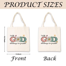 WDSXWH Christian Canvas Totes, Faith Tote Bag, Reusable Cloth Cotton Tote Bags, Floral Women Canvas Bag, Casual Cotton Tote Bag for Work, Travel & Daily Use, Christian Gift for Her Women Girls