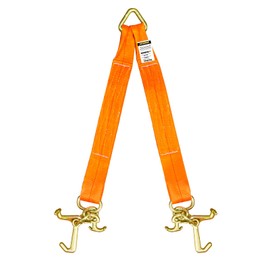 SENKEYFE Tow Straps V Bridle, 3" x 24" Recovery V-Strap with RTJ Cluster Hooks, 5400LBS RT Compact J Hook Recovery Bridle, Towing Strap with Hook for Wrecker, Rollback, Car Hauler