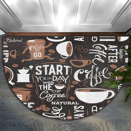 Start Your Day with The of Coffee Half Round Doormat Outdoor Indoor Non Slip Semi Circle Bath Rug Runner Durable Washable Half Moon Area Rug Floor Mat for Kitchen,Front Door,Patio,Home Decoration