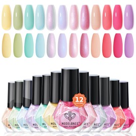 modelones Juego De Esmaltes De Uñas 12 Colores Primavera Verano Azul Verde Rosa Nude Amarillo Morado Pastel Secado Rápido Mini Kit De Inicio Arte De  