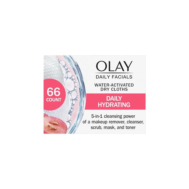 Olay Daily Clean 4-in-1 Water Activated Cleansing Cloths, 66 count
