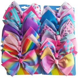 Eyegla Hair Bows For Girls 5 Inch Bow Hair Clips Girl Hair Bows For Hair Grosgrain Ribbon Hair Accessories Pack of 18 Color