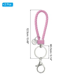 PATIKIL Keychain Bracelet, 2 Pack Woven Leather Wristlet Keychain for Women and Men Handmade Keyring Holder for Car Keys, Bag Decoration,Pink