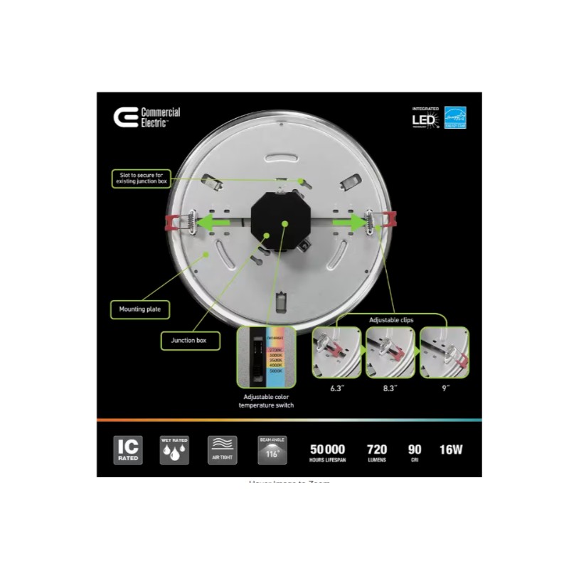Commercial Electric Flexinstall LED 10 in. Brushed Nickel Cut Out