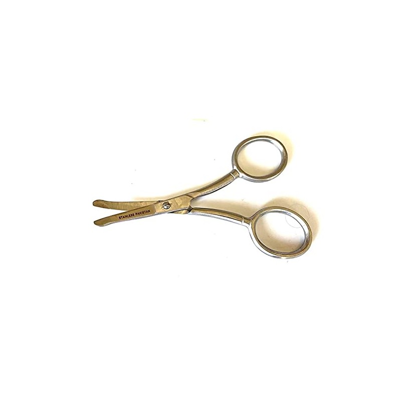 NOSE HAIR TRIMMER SCISSORS CURVED 3.5" - ROUND TIP FOR