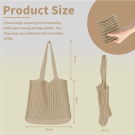 COZYOFFI Crochet Tote Bag Women: Knit Bag for Summer Vacation Travel Beachy (C09-Beige Waffle)