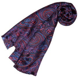 Lorenzo Cana Women's Scarf 100% Silk in Harmonious Colours Printed Double Layer Silk Scarf Silk Scarf Dandy Style 30 x 160 cm, Blue, red, purple, berry