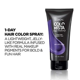 L'Oreal Paris Maquillaje temporal para cabello de 1 día para morenas, morado 50, 1 onza líquida