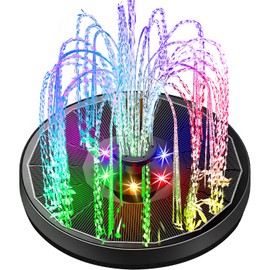 Yzert Solar Fountain Glass Panel with 2200 mah Battery, 3.5W Floating Solar Water Fountain with 4 Fixed Rods, Solar Pump for Bird Bath, Garden, Pond, Pool, Outdoor (Black Panel Colorful Lights)