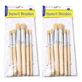 12 Pieces Wooden Stencil Brushes Natural Bristle Stencil Brushes for Acrylic Painting, Oil Painting, Watercolor Painting, Card Making, DIY Art Crafts Project (3 Sizes)