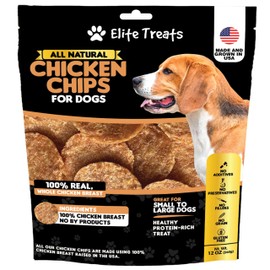 Elite Treats Chicken Chips 12 oz, Dehydrated Chicken Dog Treats, All Natural, Single Ingredient, USA Made, for Small to Large Dogs