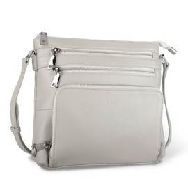 befen Small Ladies Cross Body Bag Genuine Leather Handbags for Women RFID Grey Cross Body Phone Bag for Girls Shopping