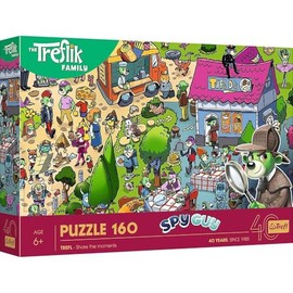 Trefl - The Treflik Family, Treflik Celebrate - Puzzle 160 Elements - Colourful Puzzle with Treflik, Creative Entertainment, Fun for Children from 6 Years