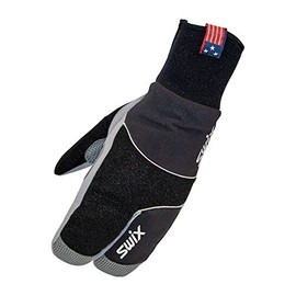 Swix H02204 Men's Star XC 3.0 Split 3-Finger Insulated Winter Cross-Country Skiing Mitts, Black/Silver, X-Large