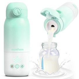 MOMFANN Portable Bottle Warmer for Travel, Dual Heating Modes for Breastmilk & Water, Portable Bottle Milk Warmer with Fast Heating & Long Battery Life, 12 Ounces Large Capacity (Green)