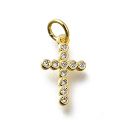 LiQunSweet 10 Pcs Brass Crucifix Cross Charms Cubic Zirconia Christian Jesus Cross Charms for Jewelry Making Bracelets Necklace Bracelets Earrings Bulk
