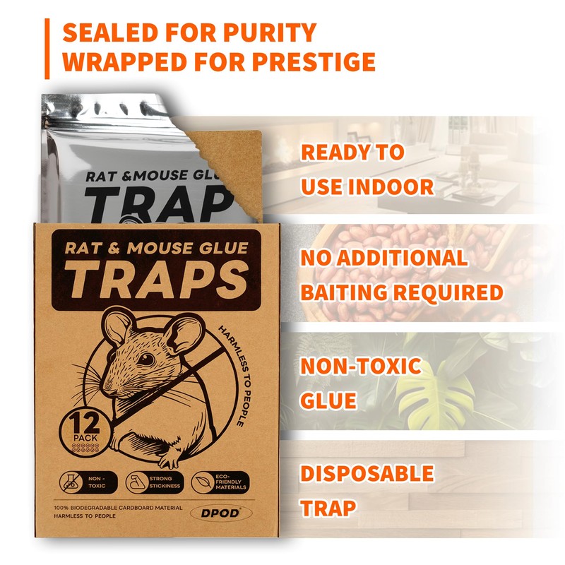 12 Pack Glue Mouse Traps Indoor for Home, Large Sticky