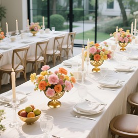 Gold Vases for Centerpieces, Set of 2 Gold Centerpieces for Table Small Metal Flower Vases Floral Arrangements for Wedding Reception Home Anniversary Table Decor