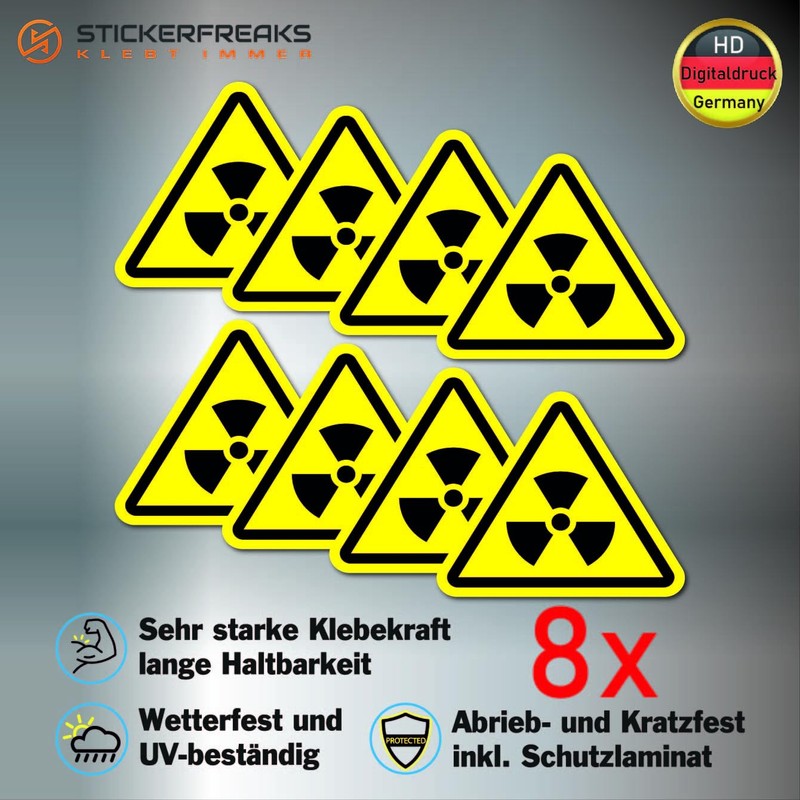 Pack of 8 Warning Stickers 6 x 5 cm Fire