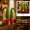 2 Set Lime Green Whimsical Bendable Christmas Tree, Curved Christmas