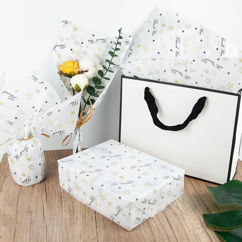 50 Sheets Thank You Tissue Paper, 13.8x20 inch Wrapping Paper,