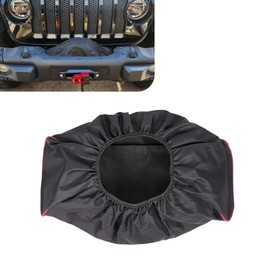 Shakas Winch Cover, 600D Oxford Cloth Waterproof Rust-proof Protector for for 8500-17500 lbs, Fully Wrapped Foldable Storage Portable Winch Cover for All Seasons, for Most Cars Trucks (Red)