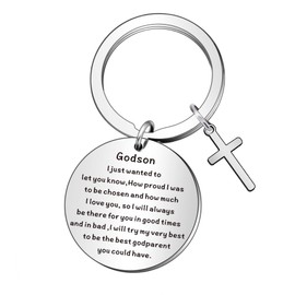 WTOPP Godson Keyring Gift Godson Birthday Gift From Godparent Keepsake Graduation Inspirational Gifts for Godson Christmas Birthday Present