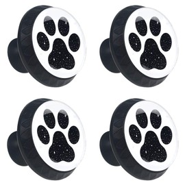 Lilibeely 4 Pieces Set Cabinets Hardware Round Furniture Knobs Dog Paw Footprint Print,Drawer Dresser Cupboard Wardrobe Pulls Handles for Home Kitchen