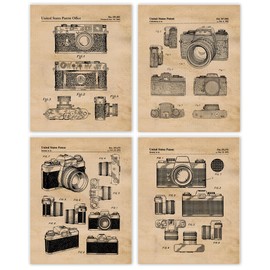 Classic M3 R4 Film Camera Patent Prints, 4 (8x10) Unframed Photos, Wall Art Decor Gift for Home Work Office Man Cave School Lab College Student Teacher Leica Rollei Photography Sports Champs