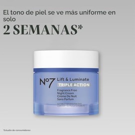 No7 Lift & Luminate Triple Action Fragrance Free Night Cream - Anti Wrinkle, Collagen Peptide Brightening Cream - Skin Firming Hyaluronic Acid & Hibis