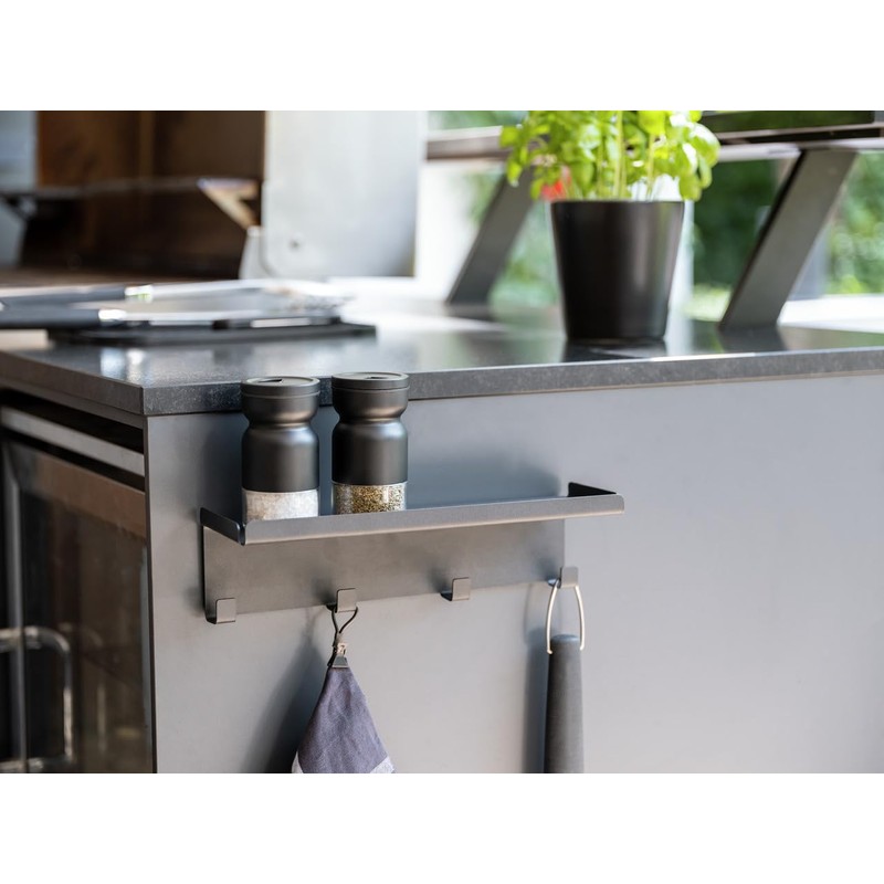 WENKO Ima Magnetic Hook Rack with Shelf, Metal with 4
