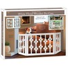 Etna White Floral Wooden Pet Gate - Freestanding Foldable Adjustable